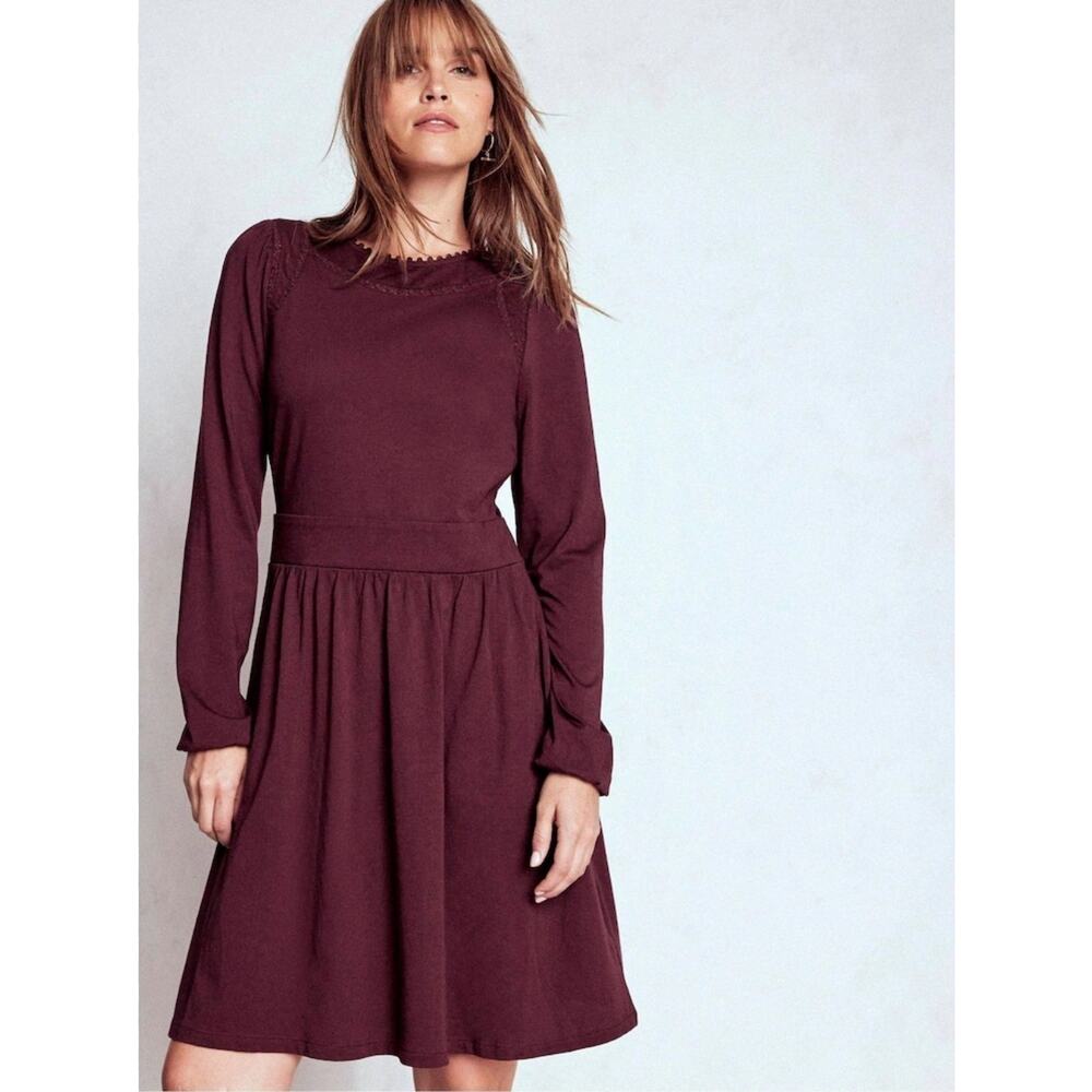 Boden Mila Cotton Blend Purple Mini Dress US 2 Petite